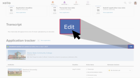 A student's college applications page in Xello. Next to "Enrollment decision", the cursor is clicking "Edit"